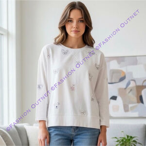 Mesh+Love White Dog Pups Graphic Embroidery tshirt Kitsch '90s Animal Core Sz XL